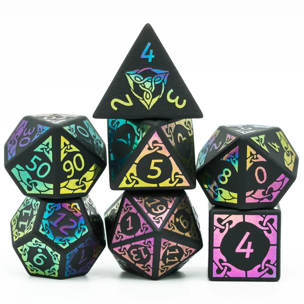 Cusdie 7Pcs Obsidian Dice DND Handmade 16mm D4-D20