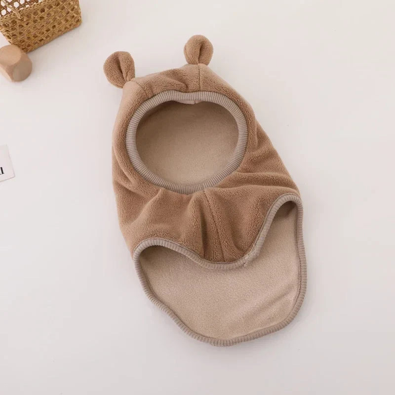 Winter Cartoon Bear Ear Baby One-Piece Hat Kids