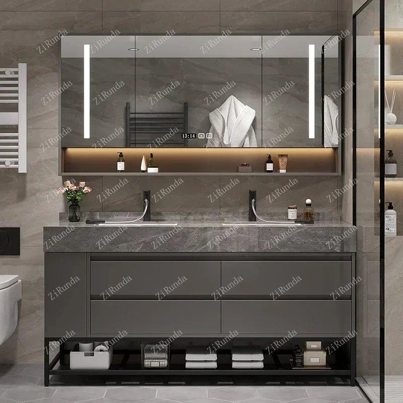 L Light Luxury Bathroom Stone Plate Integrated Bathroom