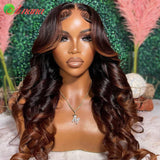 Ombre Ginger Brown Colored 13x6 HD Transparent Lace