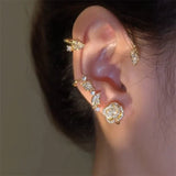 Fashion Sparkling Long Tassel Crystal Stars Ear Clip