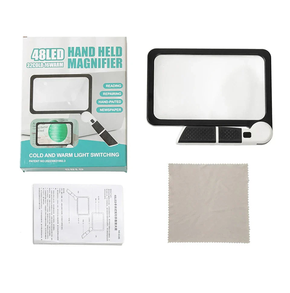 Portable 5X Handheld Illuminated Magnifier Glass With 48