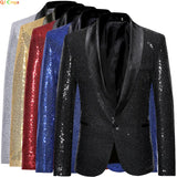 Shiny Gold Sequin Glitter Embellished Blazer Jacket Men