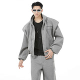 FEWQ Spliced Men's Hooded Jackets Zipper Cardigan Niche