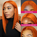 Ginger Brown Lace Front Wig Bone Straight Lace