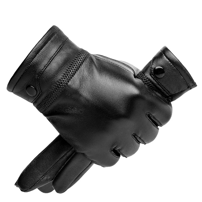 BISON DENIM Men Genuine Sheepskin Leather Gloves Autumn