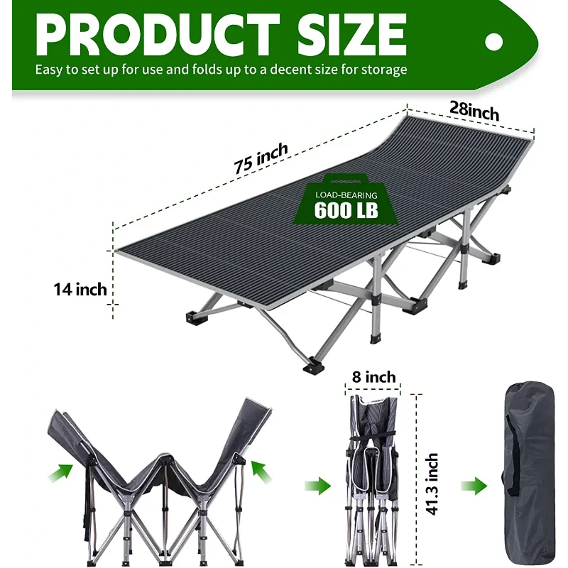 Portable Folding Bed 74.8in x 28 in