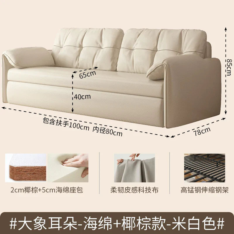 Metal Double Living Room Sofas Foldable Cream Theater