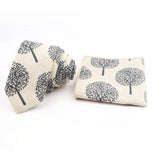 Men Linen Plant Ainmal Ties Set Pocket Handkerchief