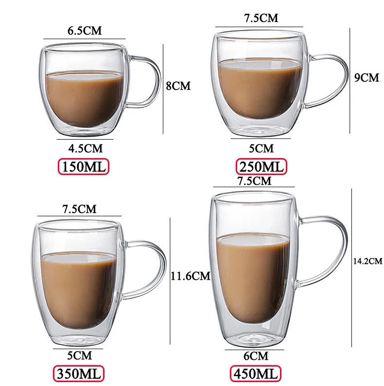 Double Wall High Borosilicate Glass Mug Heat Resistant