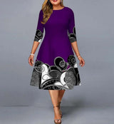 Plus Size Dress for Women Elegant Yellow Print