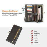 Contact'S Metal Frame Long Wallet Women Card Holder Oil Leather Purse Hasp and Zipper Woman Hold 6.7" Phone Coin Pocket