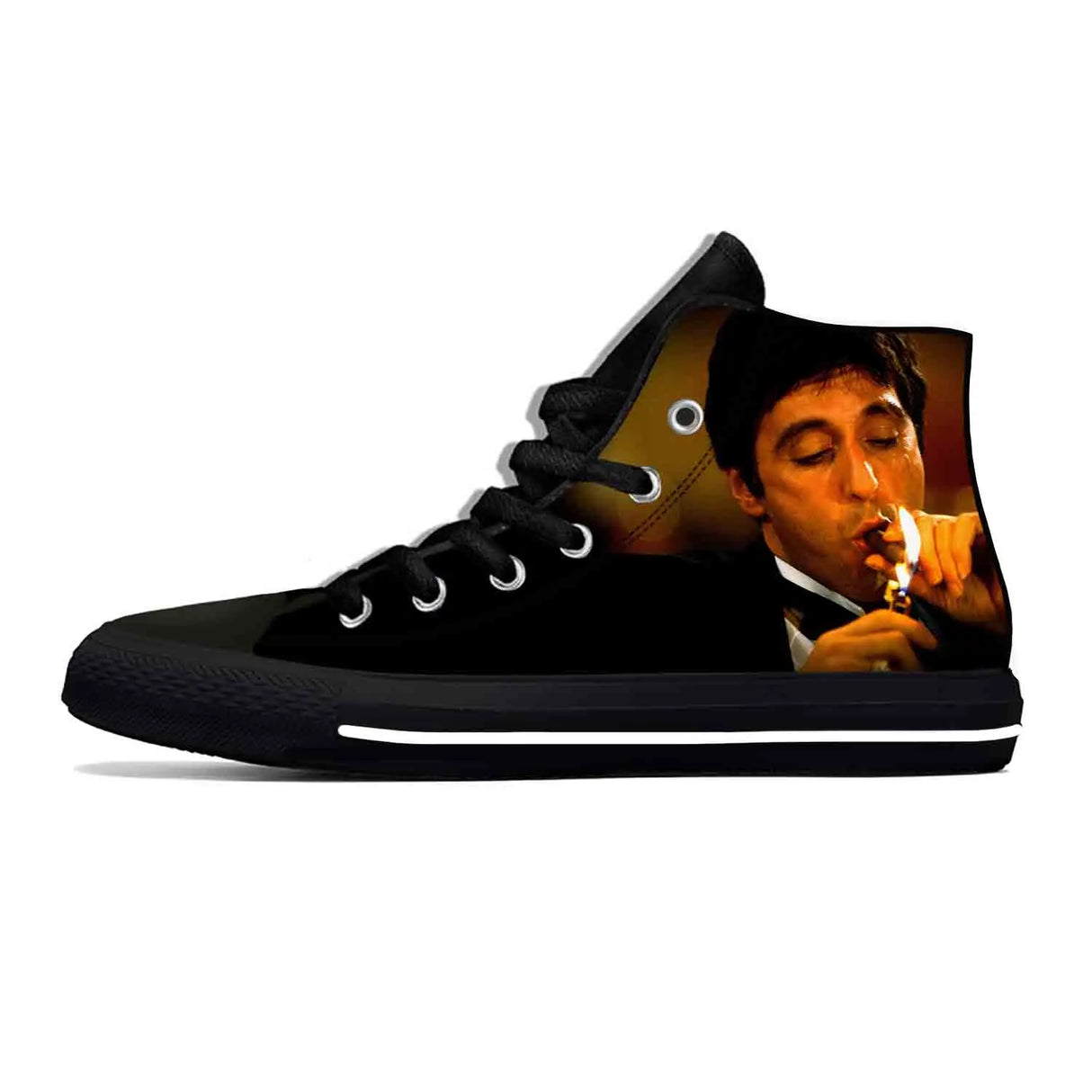 Hot Scarface Tony Montana Movie Anime Cartoon Casual Shoes High Top Lightweight Summer Board Shoes Breathable Men Women Sneakers