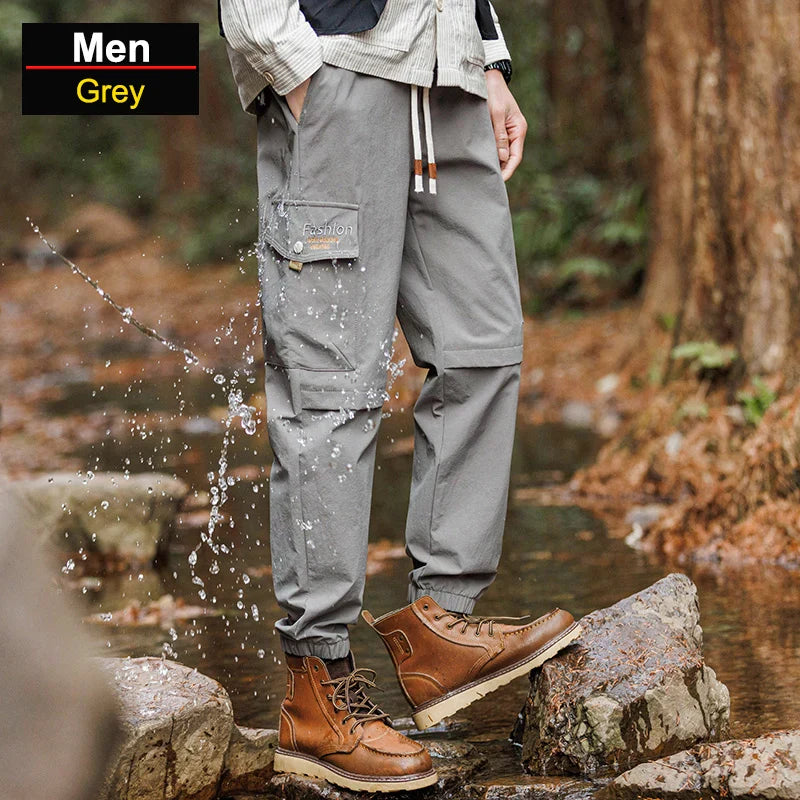 CHRLCK Men's Overalls Pants Hiking Trousers Quick Drying