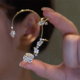 Fashion Sparkling Long Tassel Crystal Stars Ear Clip