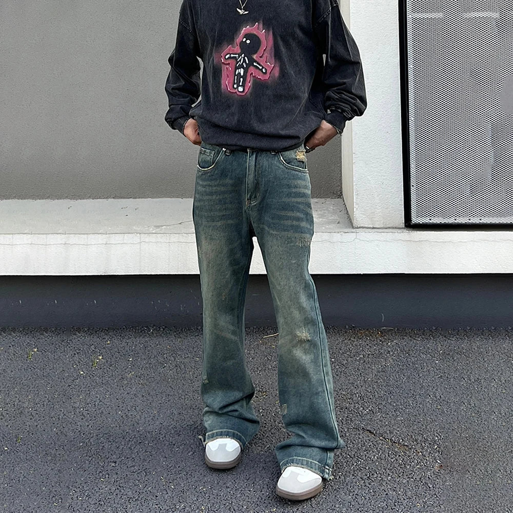 Flared Jeans for Men Wide Leg Street Summer