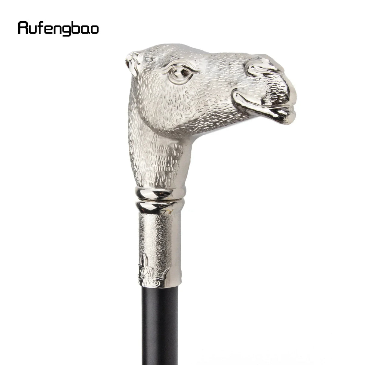 Silver Camel Head Walking Stick with Hidden Plate