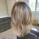 Ashy Blonde Balayage Natural Wave Wig with Roots