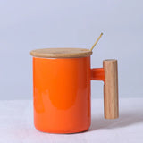 Nordic Wooden Handle Ceramic Porcelain Mug Coffee Cups