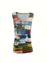 Plus Size Geometric Print Sleeveless Tank Tops Camis