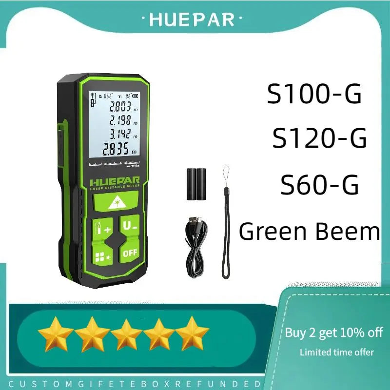 Huepar Laser Rangefinder Digital Tape Measure 60M 100M