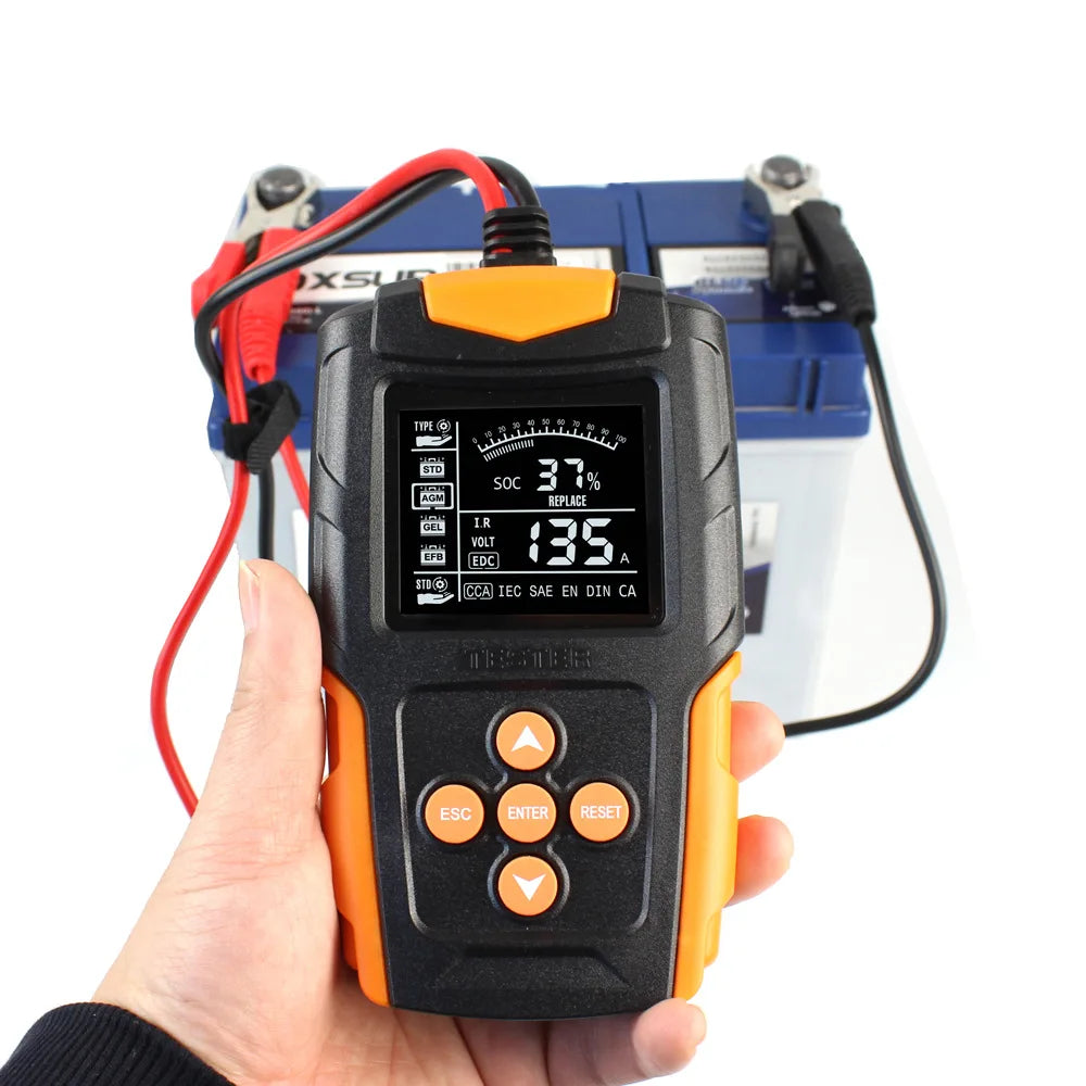 FOXSUR 12V 24V Car Battery Tester for Wet/GEL/SLA/Flooded/EFB/Lead-Acid/AGM