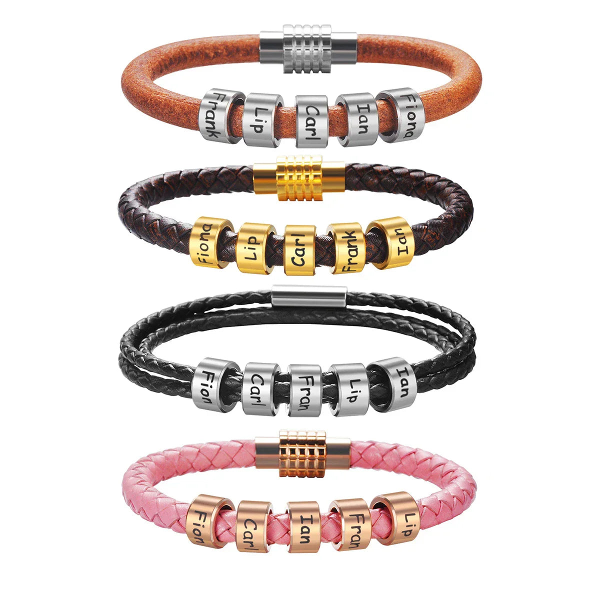 Custom Family Names Bracelet for Men Personalized Braided