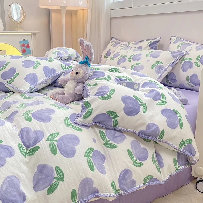 Soft Cotton Crib Bedding Set Girl Bed Kid