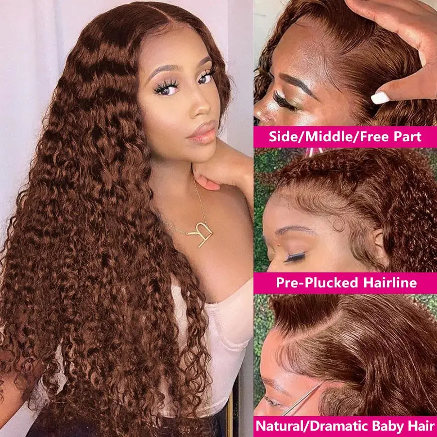 13x4 Chocolate Brown Lace Front Wig Deep Wave