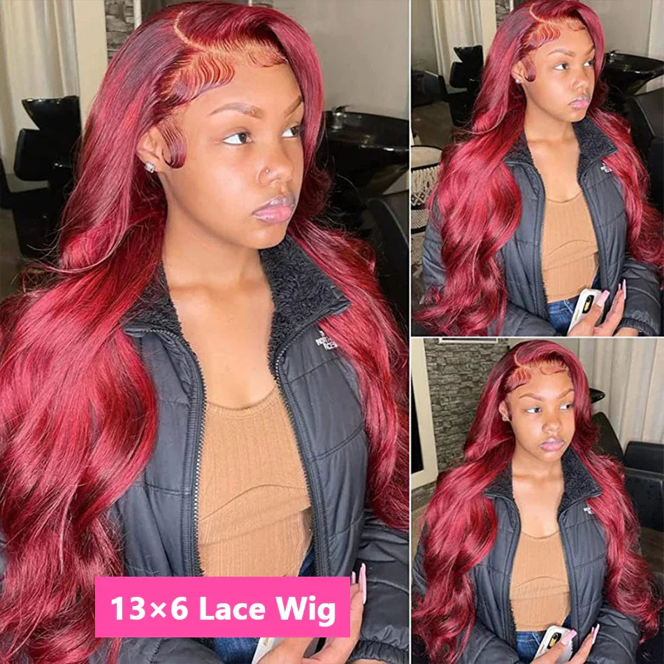 30 Inch 99j Burgundy Body Wave Lace Front