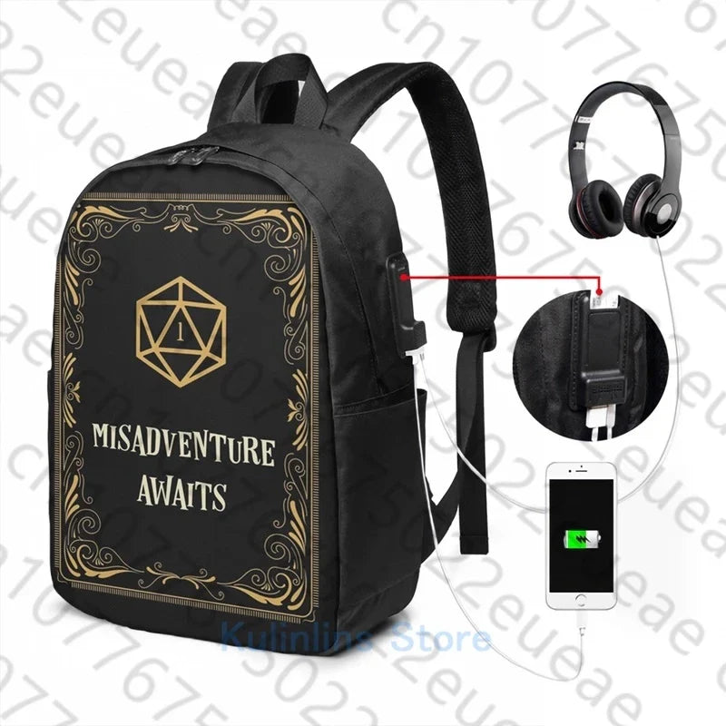 Funny Graphic print Misadventure Awaits D20 Dice Tabletop
