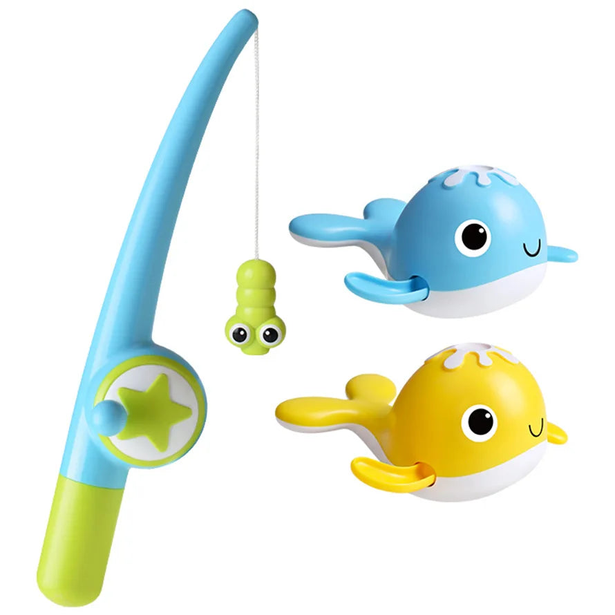 Magnet Baby Bath Fishing Toys Wind-up Swimming Whales