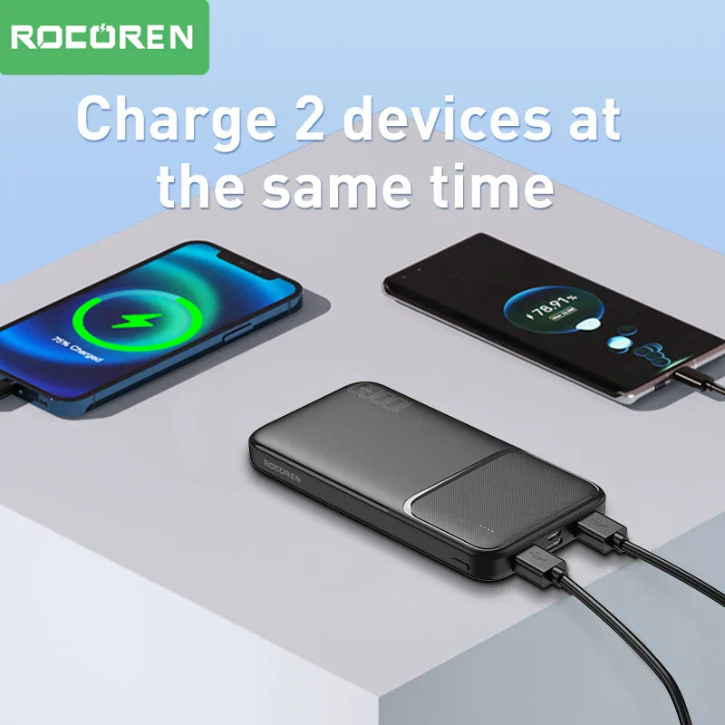 Rocoren Power Bank 10000mAh Portable Charger External Battery