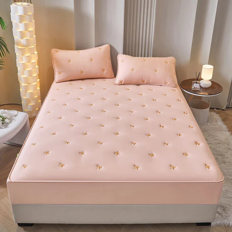 Super Thick Mattress Cover Quilted Embroidered Bed Cover