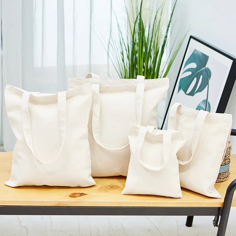 Large Capacity Canvas Shoulder Handbag Folding EcoFriendly Cotton