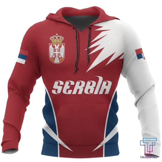 Serbia 3D hoodie National Flag Emblem Zipper Hoodie