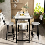 3 Piece Bar Table and Stool Set,Modern White