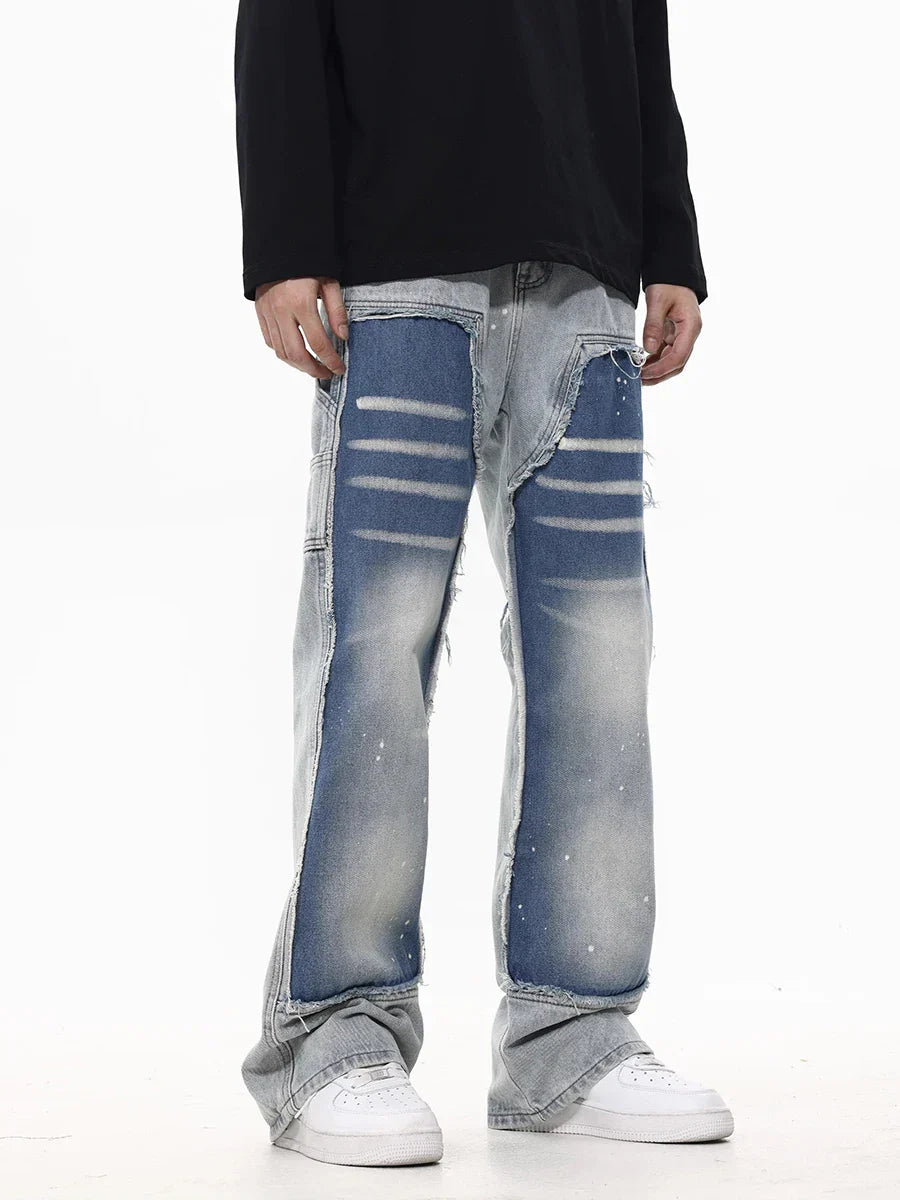 REDDACHIC Two Tone Patchwork Baggy Jeans Men Hiphop