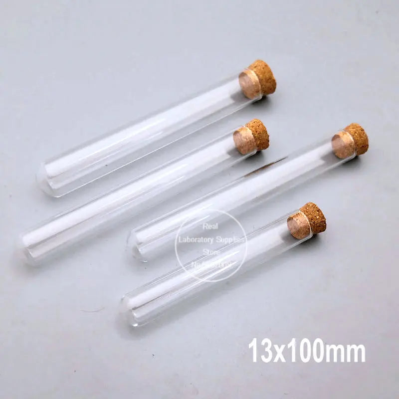 50pcs/lot Clear Lab Glass Test Tube with Cork