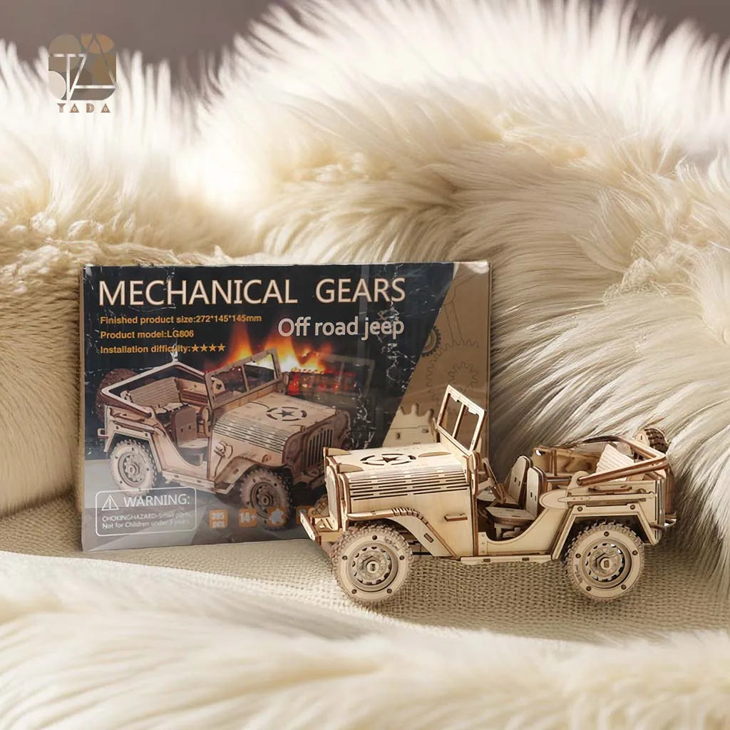Tada 3D Wooden Puzzle Toys Movable Jeep Assembly