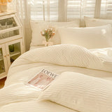 Seersucker Bedding Set Duvet Cover Flat Sheets Pillowcase