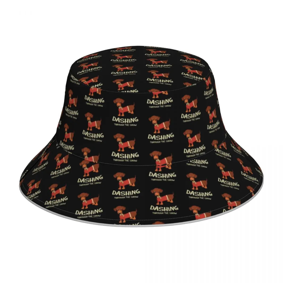 Dachshund Bucket Hat Black and Gold Dog Hawaii