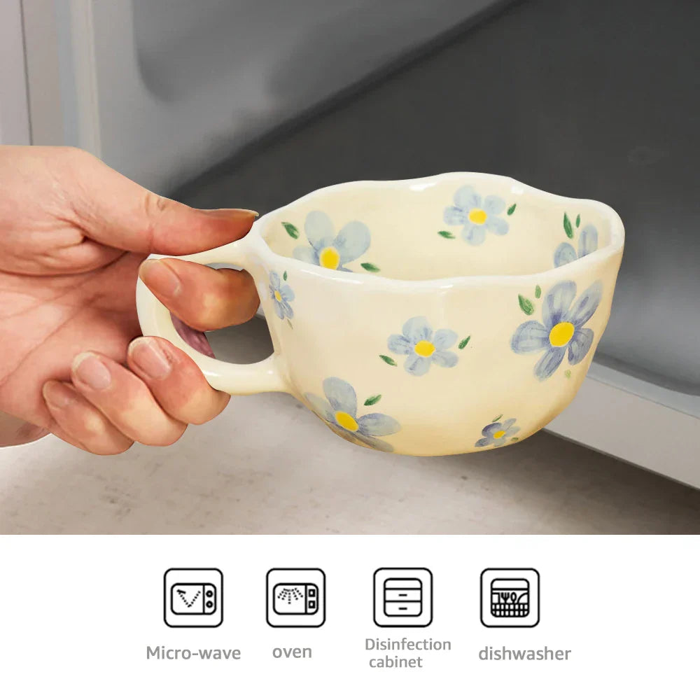 Ceramic Mugs Coffee Cups Hand Pinched Irregular Flower