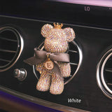 Cartoon Diamond Crystal Bow Bear Car Pendant Mirror