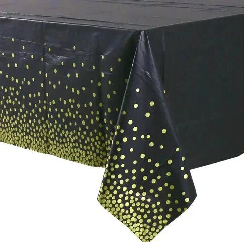 Black and Gold Party Supplies Polka Dot Plate