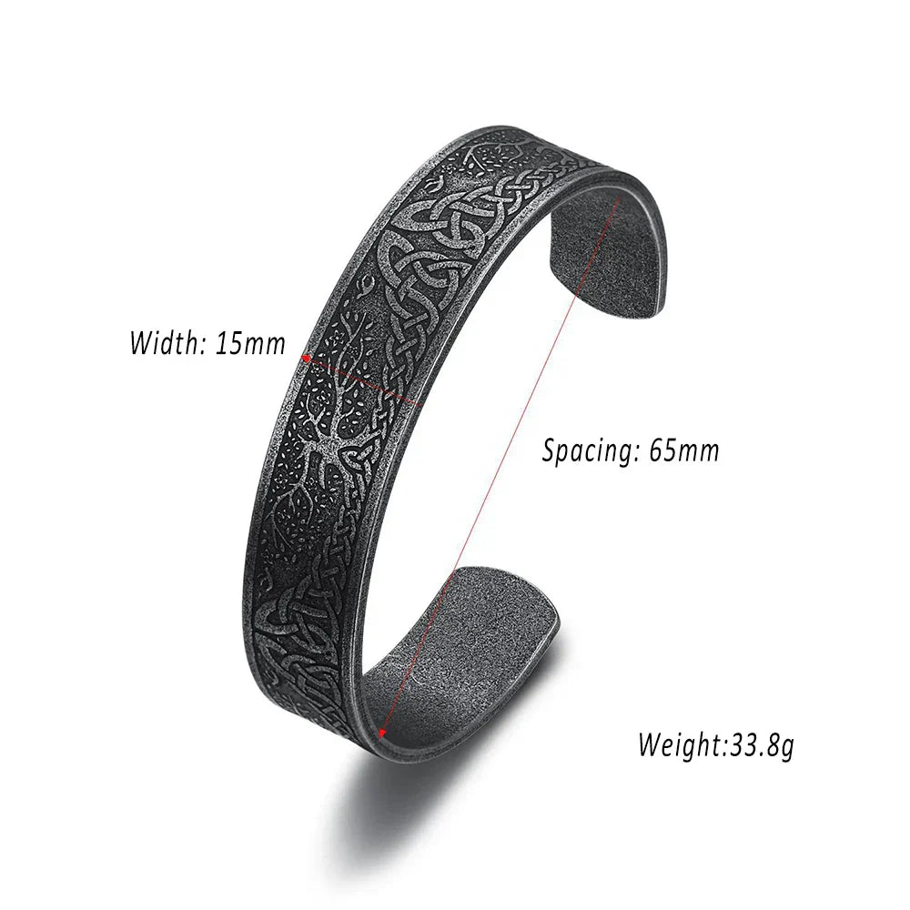 Black Stainless Steel Viking Rune Bracelets For Men