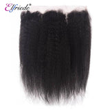 Elfriede Natural Black Kinky Straight Bundles with Frontal