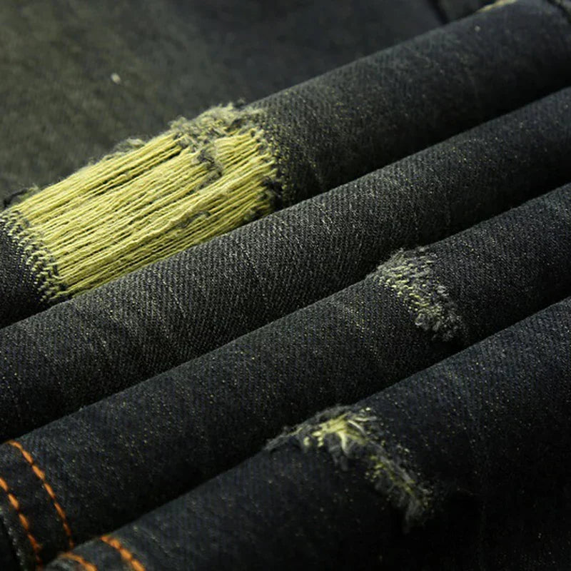 New Ripped Jeans Brand Motorcycle Design Plus Size