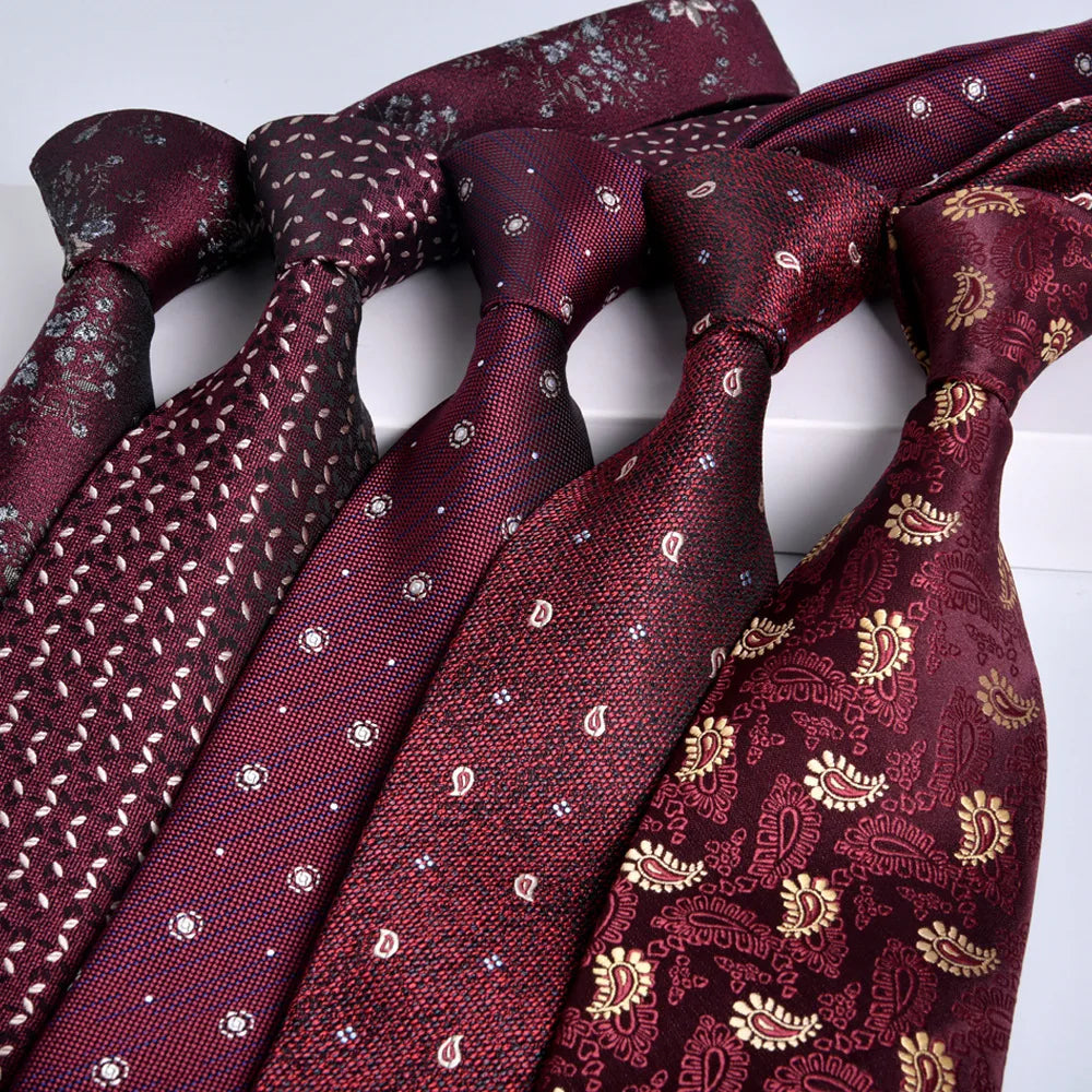ties for men 2024 Luxury Wine Red Groom