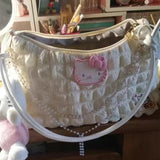 Sanrio Hello Kitty Contrast Color Shoulder Bag Pearl